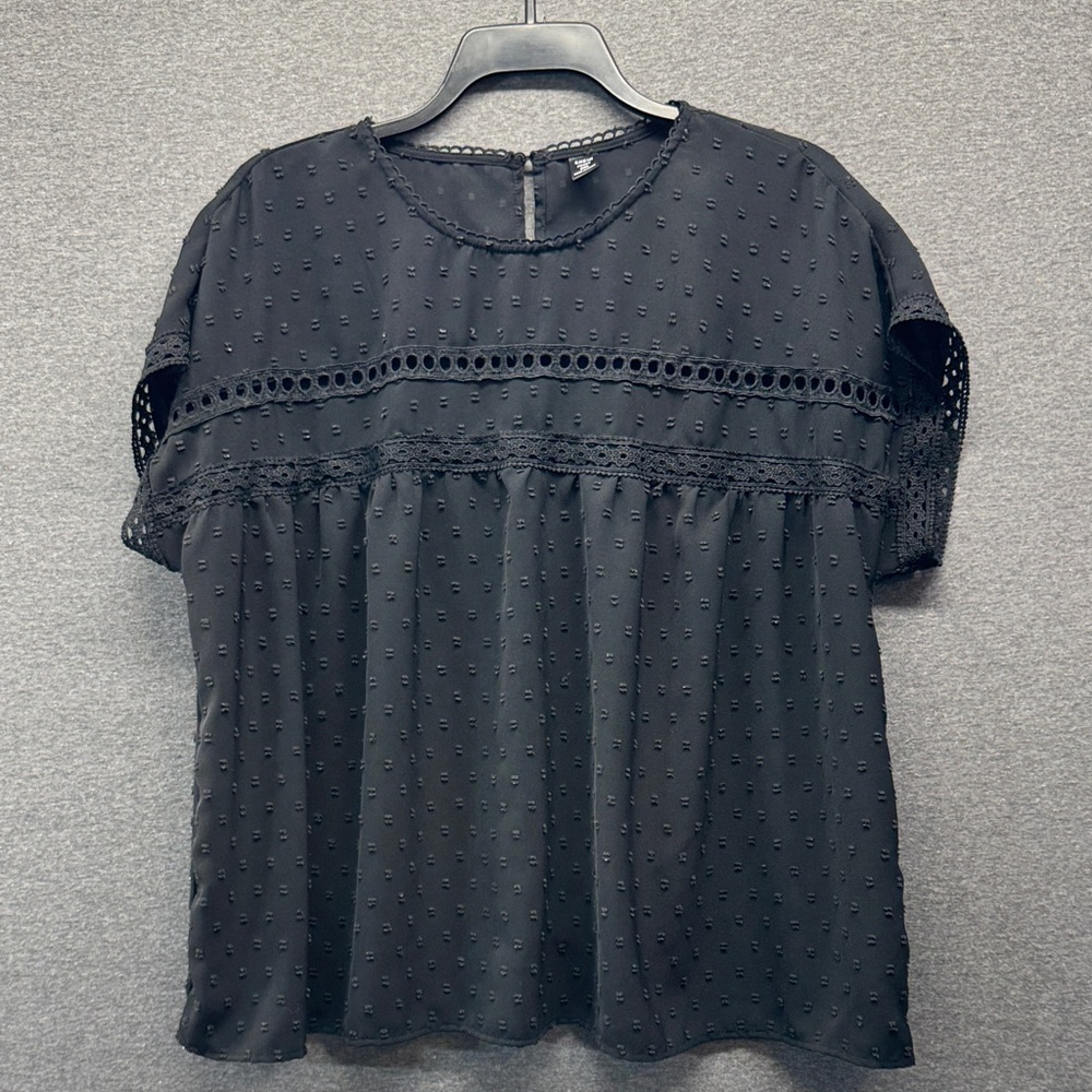 SHEIN Black Eyelet Detail Blouse